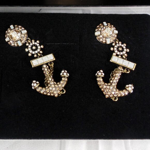 New Rare Heidi Daus Go Overboard Anchor Necklace & Earrings Set w/Box Nautical - Picture 3 of 4